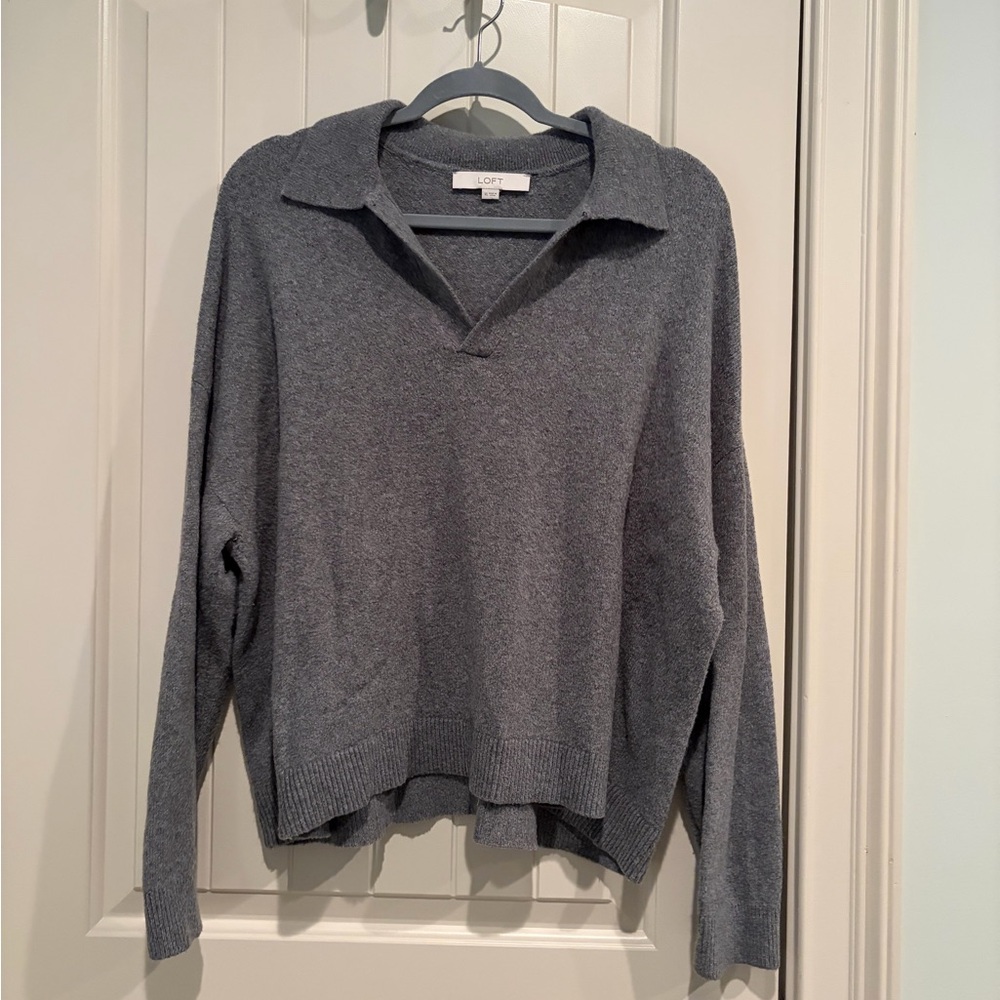 LOFT Heather Gray Knit Sweater